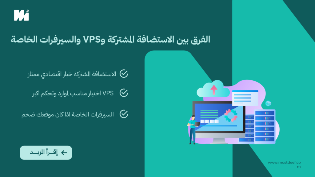 الفرق بين الاستضافة المشتركة وVPS والسيرفرات الخاصة: دليلك لاختيار الأفضل لموقعك